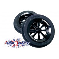 FlyWheelz 4.5" - 115mm Eight Spoke  PU Wheels(pair) - BLACK