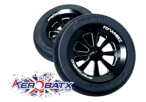 FlyWheelz 3.5" - 89mm Eight Spoke  PU Wheels(pair) - BLACK